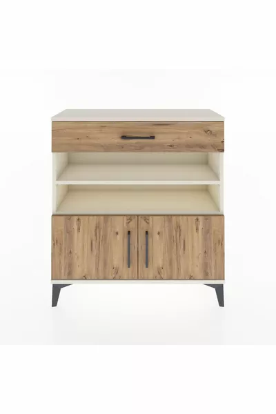 خزانة أرجيس مع رفوف 3 ودرج واحد و2 أبواب، لون حجر القمر-صنوبر