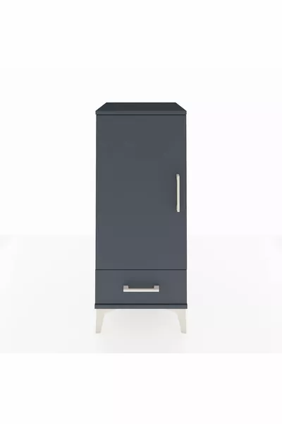 خزانة هايبرون جانبية برفين ودرج واحد وباب واحد، أنثراسيت-أنثراسيت