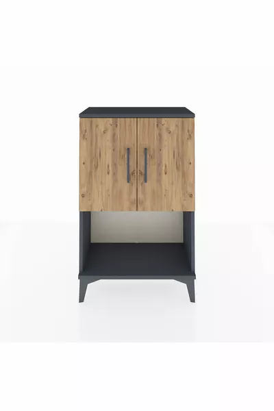 Arges Commode 2-Shelf 2-Door Anthracite-Pine