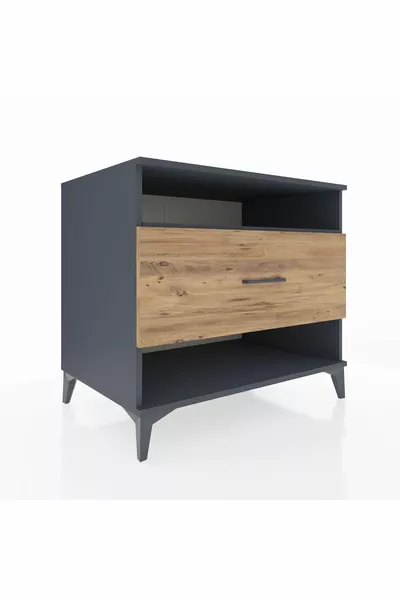 خزانة كرونوس بدرج واحد ورف واحد - أنثراسيت وصنوبر