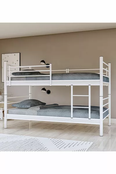 سرير مزدوج قابل للفصل بمستوى GM باللون الأبيض