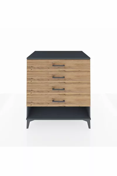 خزانة كرونوس 4 أدراج أنثراسيت-صنوبر