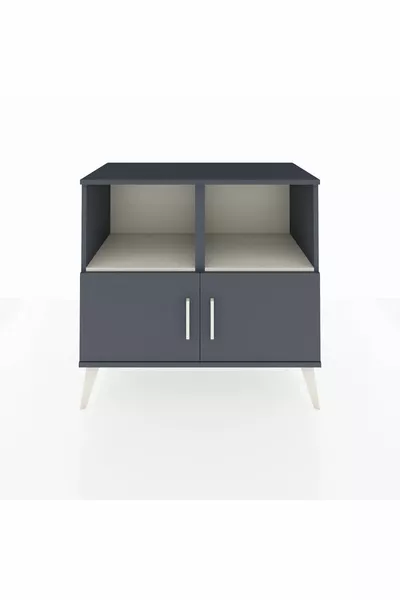 خزانة هايبرون بدرجين وغطائين أنثراسيت-أنثراسيت/حجر رملي