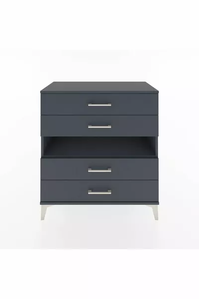 خزانة هايبرين بأرفف واحدة وأربعة أدراج، أنثراسيت-أنثراسيت