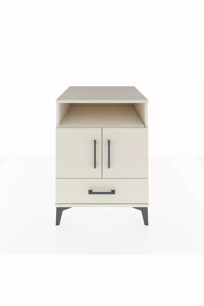 خزانة جانبية كرونوس بثلاثة أرفف ودرج واحد وغطائين - حجر القمر