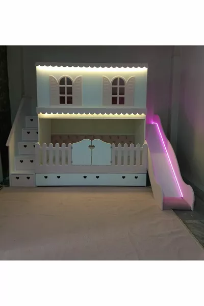 Alaçatı Bunk Bed with Slide and Small Bed