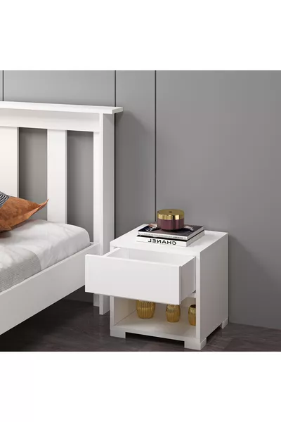 Mdf Beyaz Komodin Raysız 