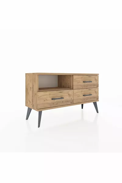 Arges Kommode mit einem Regal und 3 Schubladen, Kiefer-Kiefer