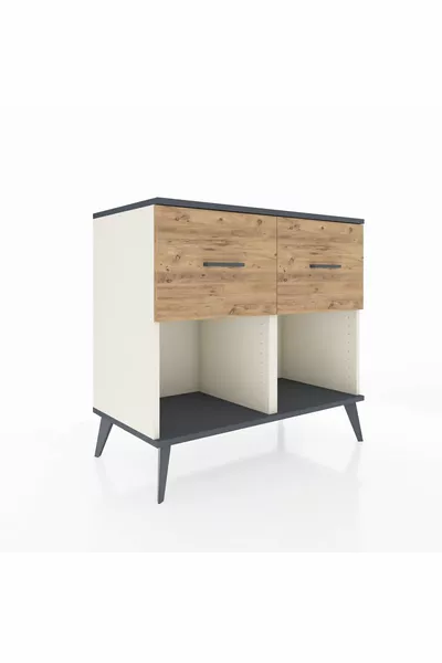 Hyperion Kommode 2 Schubladen Mondstein-Anthrazit/Kiefer