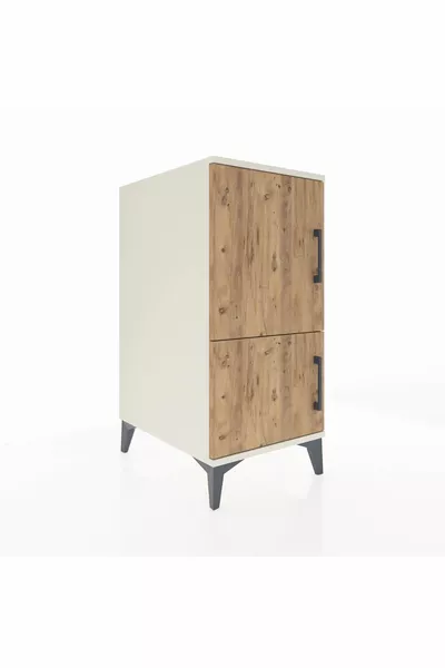 Kronos Nightstand 3 Shelves 2 Doors Moonstone-Pine