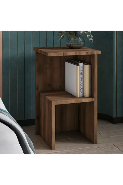 Roisin Comodino Moderno Multifunzionale & Tavolino Laterale Noce Antico