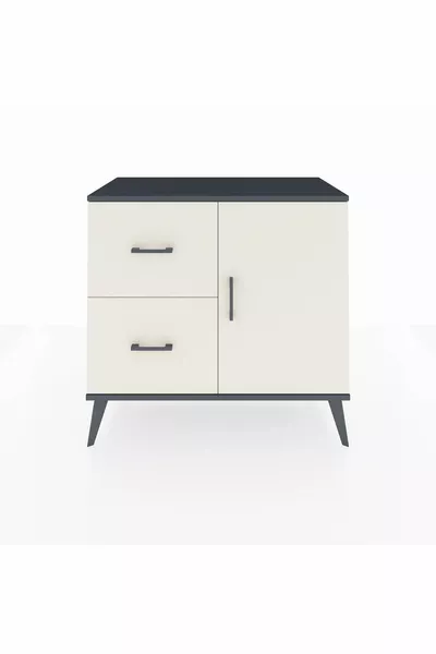 خزانة هايبرون بروفيل برافعة واحدة، درجان، باب واحد، رمادي غامق-حجر رملي