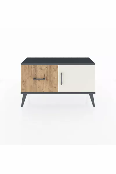 خزانة أرجس رف واحد، درج واحد، باب واحد، أنثراسيت-حجر رملي/صنوبر