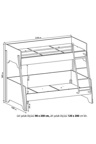 غرفة شباب علوية سرير بطابقين كبير x/x 