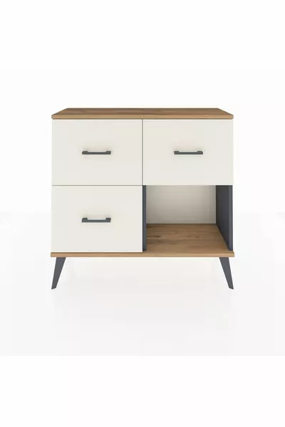 خزانة أرغس بثلاثة أدراج أنثراسيت-صنوبر/أكتاشي