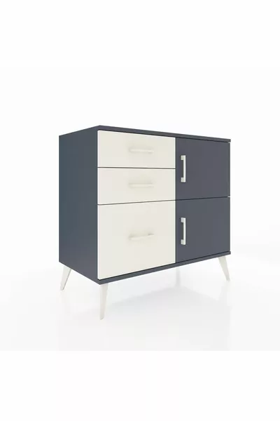 خزانة هايبرون براف واحد، 3 أدراج، بابان رمادي غامق/رمادي فاتح