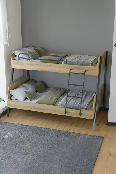 سرير بطابقين معدني بأرجل معدنية لغرفة مراهقين وغرفة أطفال x