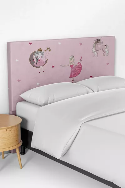Housse de tête de lit pour enfants avec motif de fille rose