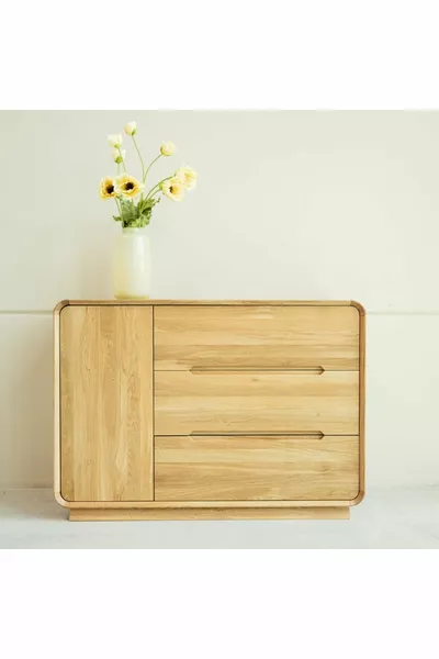 خزانة أدراج ألينيا من خشب البلوط الصلب، صلبة 100%