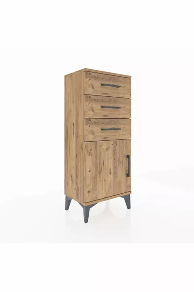 Arges Komodin Single Shelf 3-Drawer Single Door Pine-Pine