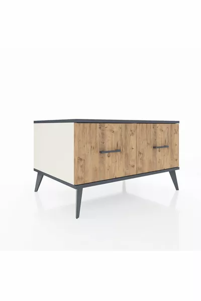 خزانة كرونوس بدرجين  حجر القمر-أسود فحمي/صنوبر