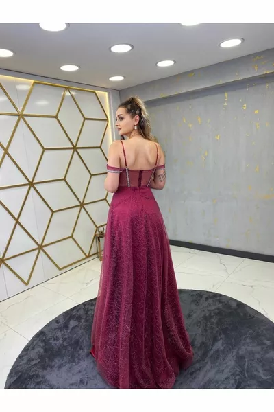 شفافة مفصلة هير مساء اللباس الفوشيه