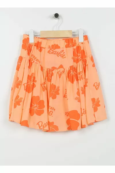 Еластична талия Стандартна оранжева шарена къса дамска пола 