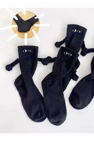 1 paio di Calze Sportive Magnetiche Nere da Tenere per Mano per Amicizia: Divertenti e Confortevoli