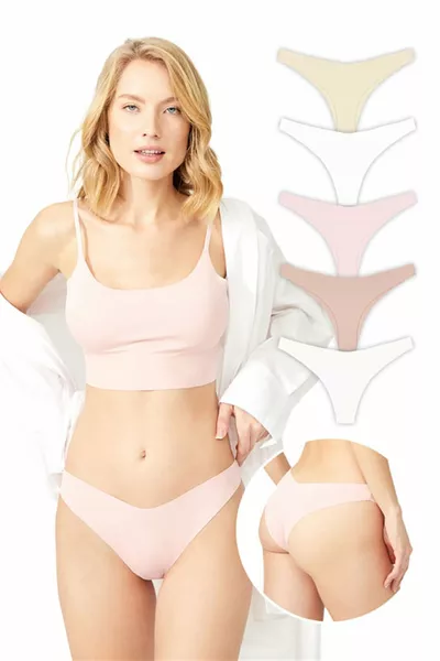 Basic Laser-Cut Brazilian Panties 5-Pack