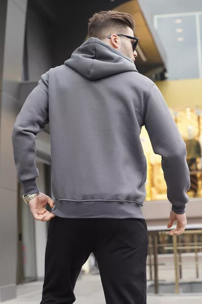 Rookgrijze Hoodie Regular Fit Heren Sweatshirt 