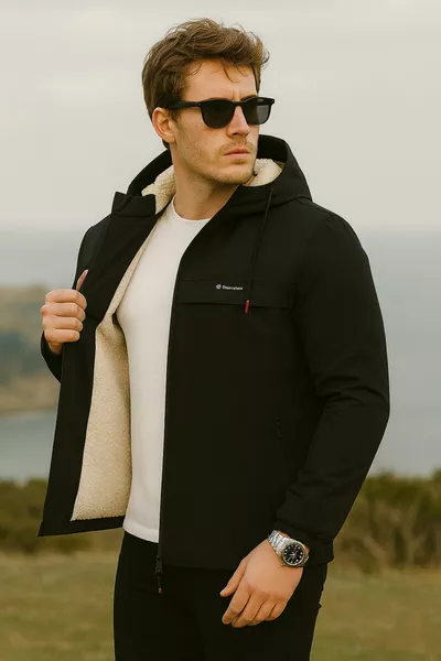 معطف رجالي مبطن بالفرو من الداخل سميك ومضاد للماء معطف بريميوم