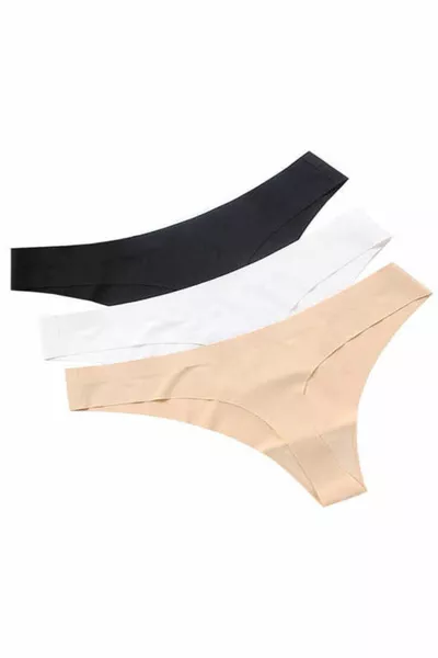 Thong Laser Cut Seamless No-Panty Line Women's Underwear 3 Pieces