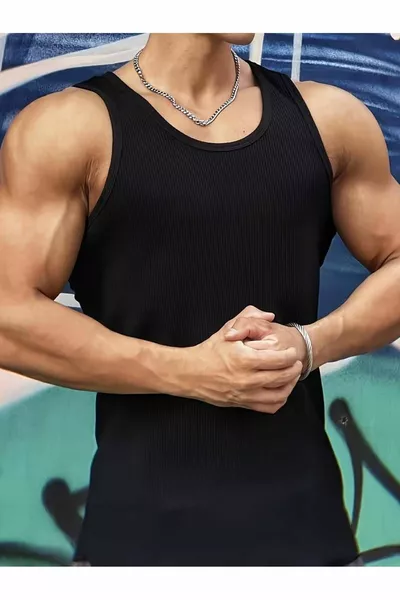 قميص داخلي رجالي ضيق - تانك توب كشكيرس من القطن مع ليكرا