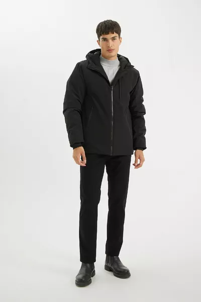 معطف بسحاب بغطاء رأس ومقاوم للماء، مقاس عادي WN