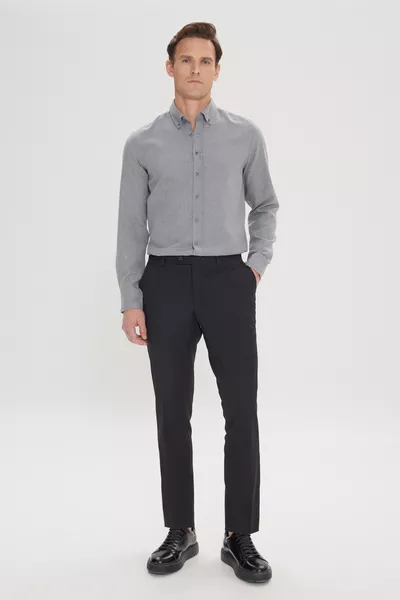 Pantalon classique noir pour homme, coupe slim ajustée et extensible