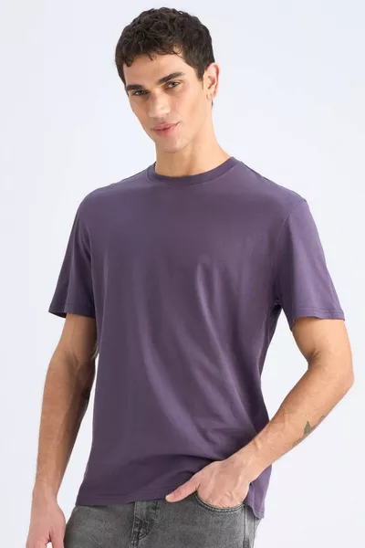 % Cotton New Regular Fit Crew Neck Basic Plain Short Sleeve T-Shirt SP