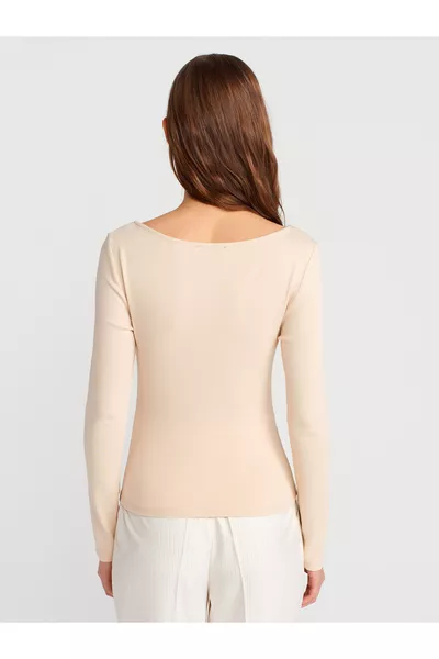 Top à col bateau froncé avec pierres, 