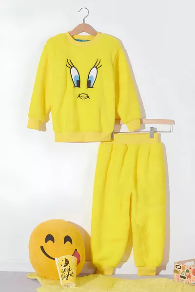 Girls' Plush Tweety Print Pajama Set