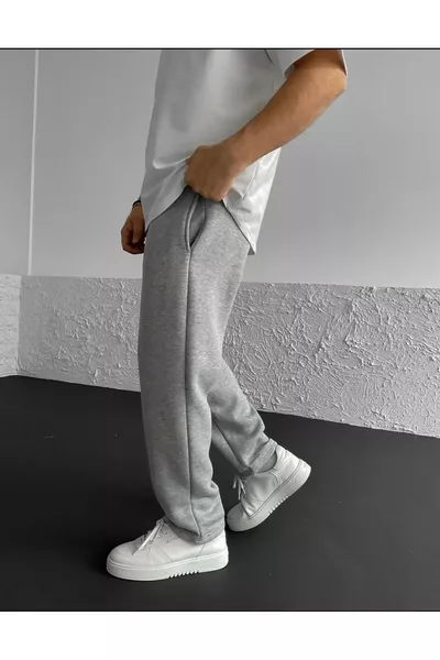 Pantaloni da tuta larghi grigi con gambe ampie per l'inverno