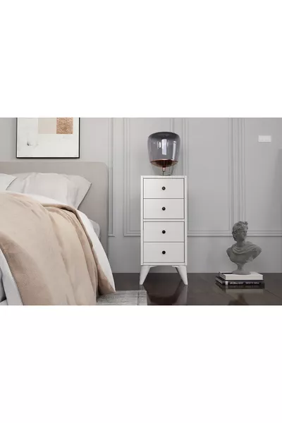 كومودينو واقف بأدراج بيضاء -Ç