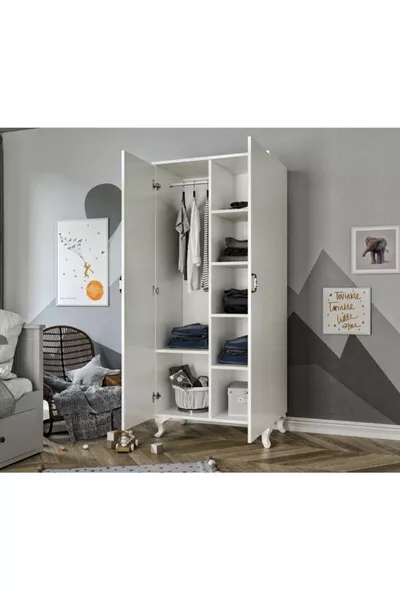 خزانة ملابس كونتري بكرتين - كلها من MDF عالي الجودة