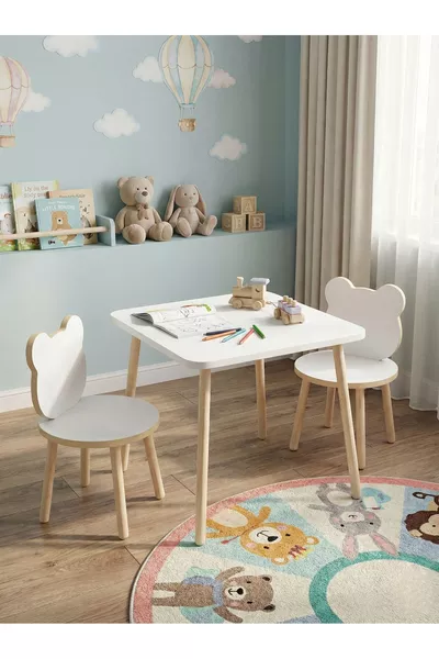 Kinder Tafel Stoel Set Activiteitentafel Bureau 1 Tafel 2 Stoelen