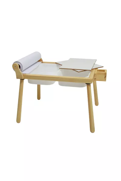 Joykids Roller Attachment Natural Wood Sensory Kids Activity Table Play Table and Children's Study Desk