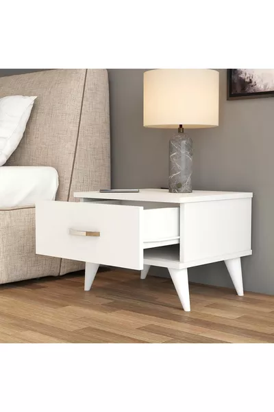 Nightstand with 1 Drawer, White - 