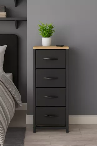 Commode à 4 tiroirs Organisateur de chambre à coucher Armoire à jouets en cuir avec tiroirs pour enfants