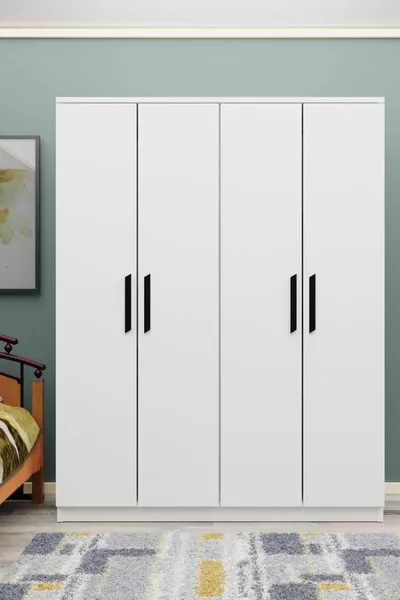 خزانة بدون مرآة GM  أطلس 4 أبواب بمقابض سوداء