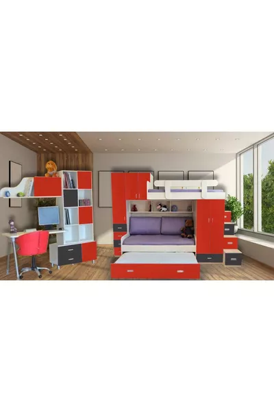 Camera per bambini e ragazzi con letto a castello doppio