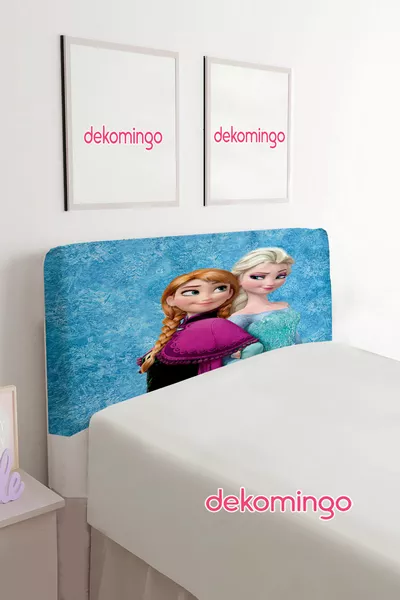 ELSA AND ANNA BLUE PATTERNED BED BASE HEADBOARD COVER (SINGLE)