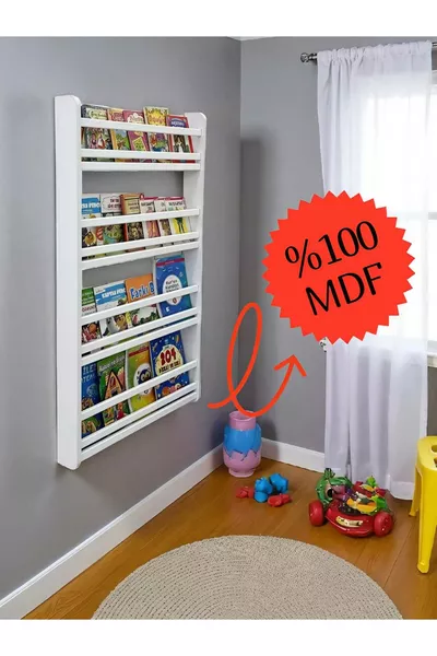 خزانة كتب سفير ذات 4 رفوف - رفوف كتب غرفة أطفال مونتيسوري بخمسة رفوف