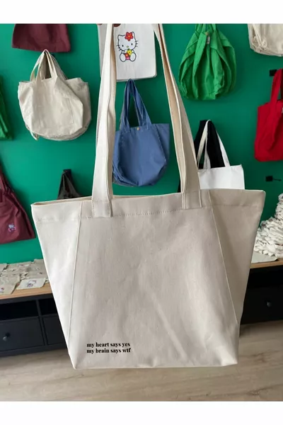 Sac en toile avec boutons-pression et imprimé « My Heart » (non doublé) Saiza